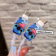 Anime Stitch Charging Data Cable Protector Winder Accessories for Iphone 20W Charger for Iphone 15 14 13 Christmas Gifts