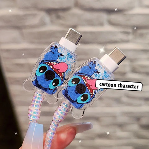 Anime Stitch Charging Data Cable Protector Winder Accessories for Iphone 20W Charger for Iphone 15 14 13 Christmas Gifts