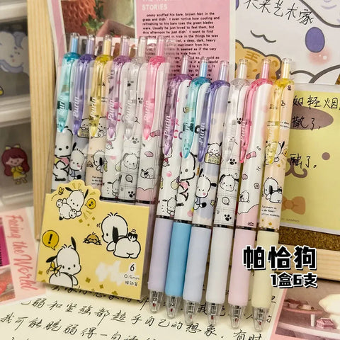 Sanrio 6pcs Series Gel Pen 0.55mm Refill Hello Kitty, Y2k, Cinnamoroll, Kuromi & My Melody