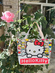 Sanrio Canvas Bag Cartoon Kate Cat Portable Shoulder Bag Japanese Light And Large Capacity Shopping Bag Travel Bag Gift Toy