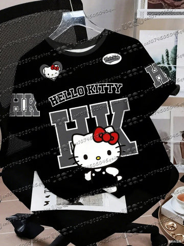 Men's Boys' Casual Sporty Hello Kitty 3D Print Graphic T-Shirt Girl Round Neck Tee Outdoor Sports Adult Women's  T-shirt