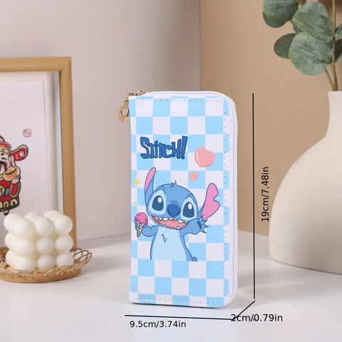 Cute Stitch Clutch Wallet with Zipper Pocket & Card Holder Vintage Style