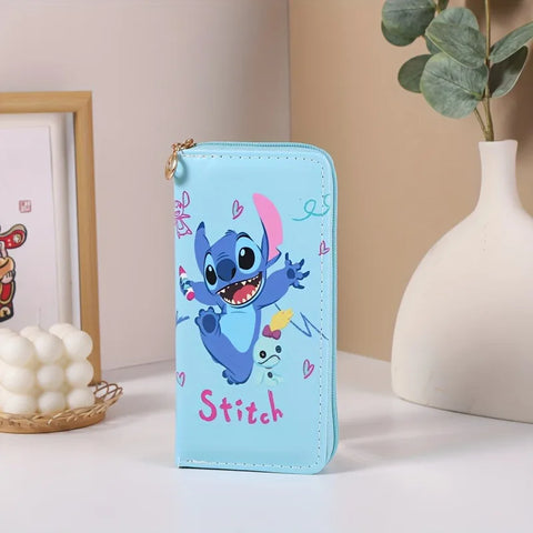 Cute Stitch Clutch Wallet with Zipper Pocket & Card Holder Vintage Style