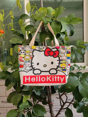 Sanrio Canvas Bag Cartoon Kate Cat Portable Shoulder Bag Japanese Light And Large Capacity Shopping Bag Travel Bag Gift Toy
