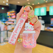 Creative Colour Sanrio Quicksand Bottle Keychain Exquisite Kuromi Kt Cat Cinnamon Roll Doll Key Chain Couple Schoolbag Pendant