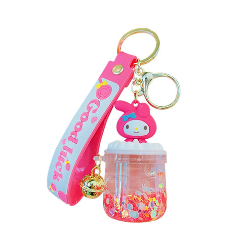 Creative Colour Sanrio Quicksand Bottle Keychain Exquisite Kuromi Kt Cat Cinnamon Roll Doll Key Chain Couple Schoolbag Pendant