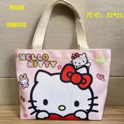 Sanrio Canvas Bag Cartoon Kate Cat Portable Shoulder Bag Japanese Light And Large Capacity Shopping Bag Travel Bag Gift Toy