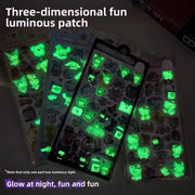Cartoon Sanrio Characters Kuromi 3D Three-dimensional Embossed Luminous Stickers Cute Creative Children's Toy Stickers Wholesale