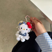 Sanrio Kawaii Hello Kitty Peripheral Pendant Doll Cute Fashion Sunglasses Kt Cat Keychain Backpack Accessories Christmas Gifts