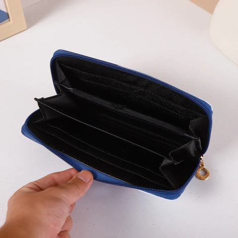 Cute Stitch Clutch Wallet with Zipper Pocket & Card Holder Vintage Style