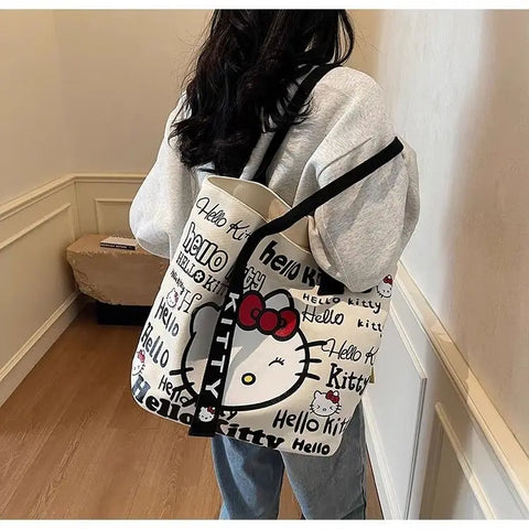 Anime Sanrio Hello Kitty Large Capacity Shoulder Bag Cartoon Kt Cat Handbag Backpack Schoolbag Holiday Christmas Halloween Gifts