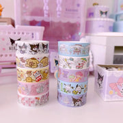 Sanrio Series Hello Kitty Kuromi Melody Tape 10 Volumes of Cartoon Stickers Cute Children Gift Material Decorative Stickers