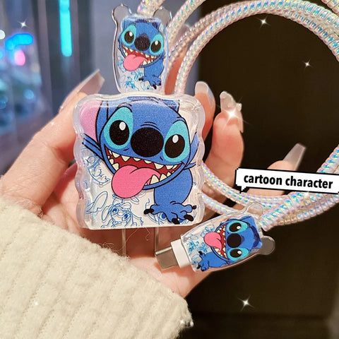 Anime Stitch Charging Data Cable Protector Winder Accessories for Iphone 20W Charger for Iphone 15 14 13 Christmas Gifts