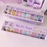 Sanrio Series Hello Kitty Kuromi Melody Tape 10 Volumes of Cartoon Stickers Cute Children Gift Material Decorative Stickers