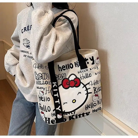 Anime Sanrio Hello Kitty Large Capacity Shoulder Bag Cartoon Kt Cat Handbag Backpack Schoolbag Holiday Christmas Halloween Gifts