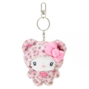 MINISO Hello Kitty Kawaii Cat Keychain Cute Plush Doll Bag Charm with Bow Leopard Print Zipper Pull Gift for Girls Stuffed Toys