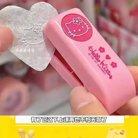 Anime Sanrio Hello Kitty Stapler Embosser Metal Embossing Punch Cartoon Student Notebook Stamp Embosser School Supplies Gifts