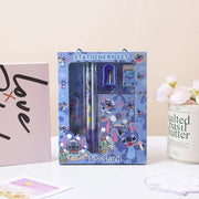 6PCS/Set Stitch Stationery Set School Gifts With Pencil Pen Sharpener Eraser Notebook Ruler