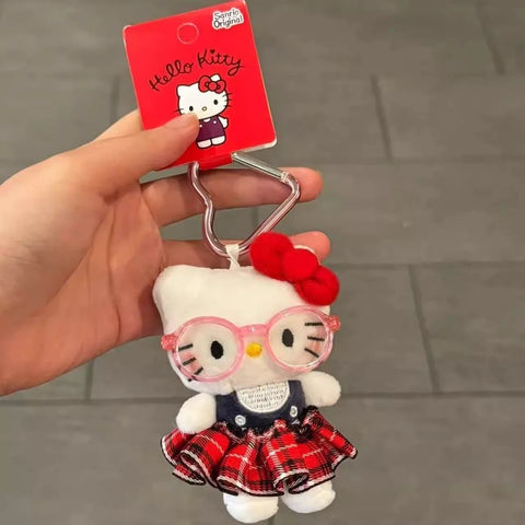 Sanrio Kawaii Hello Kitty Peripheral Pendant Doll Cute Fashion Sunglasses Kt Cat Keychain Backpack Accessories Christmas Gifts
