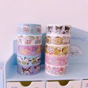 Sanrio Series Hello Kitty Kuromi Melody Tape 10 Volumes of Cartoon Stickers Cute Children Gift Material Decorative Stickers