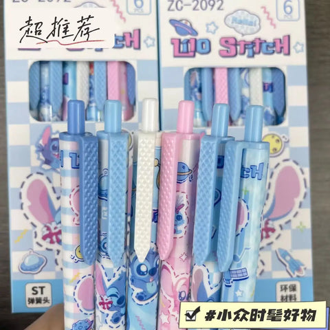 6 Pcs/Set Stitch Limited Edition high quality Gel Pen Cartoon Series Black 0.5mm Student/Office Daily Stationery