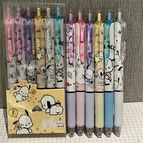 Sanrio 6pcs Series Gel Pen 0.55mm Refill Hello Kitty, Y2k, Cinnamoroll, Kuromi & My Melody