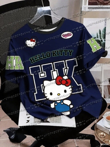 Men's Boys' Casual Sporty Hello Kitty 3D Print Graphic T-Shirt Girl Round Neck Tee Outdoor Sports Adult Women's  T-shirt