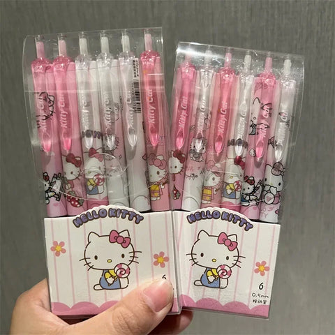Sanrio 6pcs Series Gel Pen 0.55mm Refill Hello Kitty, Y2k, Cinnamoroll, Kuromi & My Melody