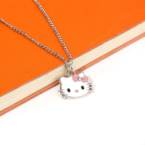 Hello Kitty Pendant Necklaces Fashion Bow Cute Cat Necklace For Women Men Jewelry Accessories Gifts Girl Metal KT Cat Pendant