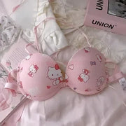Hot Cute Sanrio Bra Set Hello Kitty Sweet Underwear Panties And Bra Set Push-Up Bra Comic Underwear Sexy Pure Desire Girl Gift