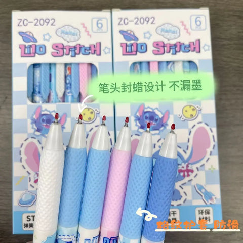 6 Pcs/Set Stitch Limited Edition high quality Gel Pen Cartoon Series Black 0.5mm Student/Office Daily Stationery
