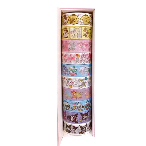 Sanrio Series Hello Kitty Kuromi Melody Tape 10 Volumes of Cartoon Stickers Cute Children Gift Material Decorative Stickers