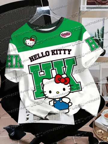 Men's Boys' Casual Sporty Hello Kitty 3D Print Graphic T-Shirt Girl Round Neck Tee Outdoor Sports Adult Women's  T-shirt