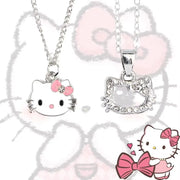 Hello Kitty Pendant Necklaces Fashion Bow Cute Cat Necklace For Women Men Jewelry Accessories Gifts Girl Metal KT Cat Pendant