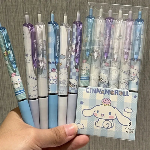 Sanrio 6pcs Series Gel Pen 0.55mm Refill Hello Kitty, Y2k, Cinnamoroll, Kuromi & My Melody