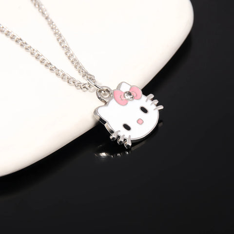 Hello Kitty Pendant Necklaces Fashion Bow Cute Cat Necklace For Women Men Jewelry Accessories Gifts Girl Metal KT Cat Pendant