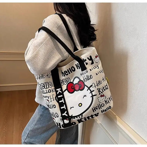 Anime Sanrio Hello Kitty Large Capacity Shoulder Bag Cartoon Kt Cat Handbag Backpack Schoolbag Holiday Christmas Halloween Gifts