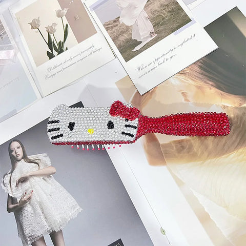 Hello Kitty Full Diamond Comb with Small Portable Makeup and Comb To Give Your Girlfriend Christmas Gift