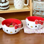 Kawaii Pink Angel Bow Hello Kitty Bowl Tableware Decoration Cartoon Charm Japanese Harajuku Hello Kitty Bowl Gifts