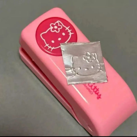 Anime Sanrio Hello Kitty Stapler Embosser Metal Embossing Punch Cartoon Student Notebook Stamp Embosser School Supplies Gifts