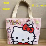 Sanrio Canvas Bag Cartoon Kate Cat Portable Shoulder Bag Japanese Light And Large Capacity Shopping Bag Travel Bag Gift Toy