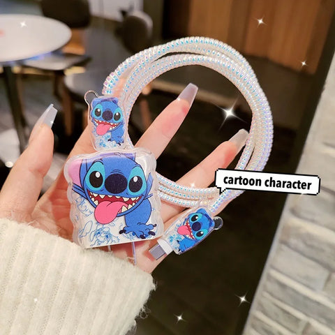 Anime Stitch Charging Data Cable Protector Winder Accessories for Iphone 20W Charger for Iphone 15 14 13 Christmas Gifts