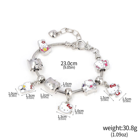Kawaii Sanrio Pink Hello Kitty Melody Bracelet Pendant Girl Detachable DIY Bracelet Fans Gift Cosplay Props For Women Jewelry