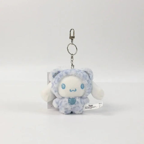 MINISO Hello Kitty Kawaii Cat Keychain Cute Plush Doll Bag Charm with Bow Leopard Print Zipper Pull Gift for Girls Stuffed Toys