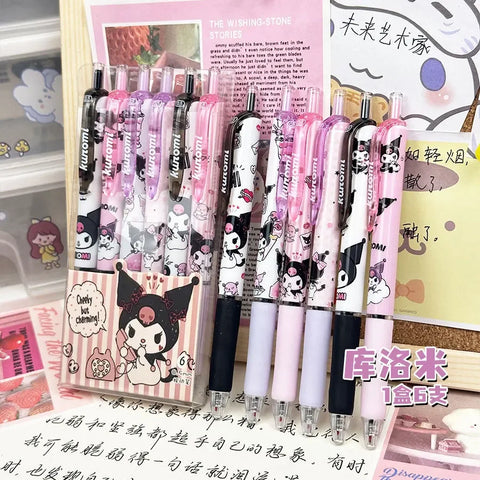 Sanrio 6pcs Series Gel Pen 0.55mm Refill Hello Kitty, Y2k, Cinnamoroll, Kuromi & My Melody