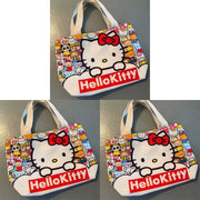 Sanrio Canvas Bag Cartoon Kate Cat Portable Shoulder Bag Japanese Light And Large Capacity Shopping Bag Travel Bag Gift Toy