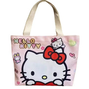 Sanrio Canvas Bag Cartoon Kate Cat Portable Shoulder Bag Japanese Light And Large Capacity Shopping Bag Travel Bag Gift Toy