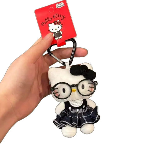 Sanrio Kawaii Hello Kitty Peripheral Pendant Doll Cute Fashion Sunglasses Kt Cat Keychain Backpack Accessories Christmas Gifts