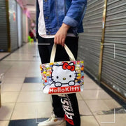 Sanrio Canvas Bag Cartoon Kate Cat Portable Shoulder Bag Japanese Light And Large Capacity Shopping Bag Travel Bag Gift Toy