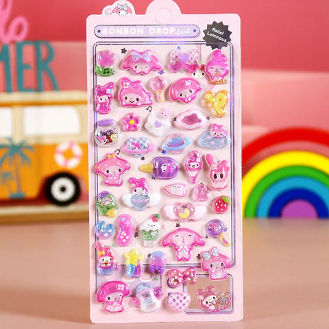 Cartoon Sanrio Characters Kuromi 3D Three-dimensional Embossed Luminous Stickers Cute Creative Children's Toy Stickers Wholesale